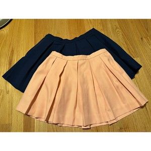 2 Vtg Timandra New York Pleated Mini Skirt Navy Blue Pink Tennis Athletic USA 14